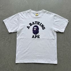 A Bathing Ape (BAPE) Color Camo College Tee - White / Purple Camo - Size L
