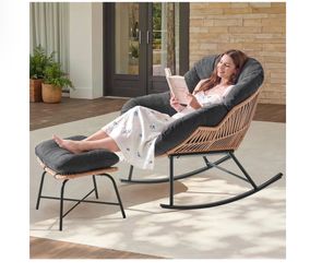Rocking Chair with Ottoman, Oversized Papasan Chair