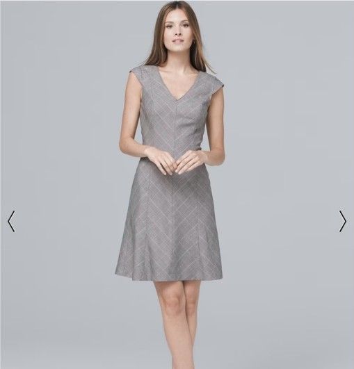 New White House Black Market Cap Sleeve Emilya Black Plaid Dress .