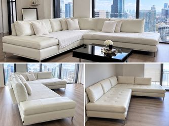 Luxury White Leather Sectional – Excellent Condition 🤍