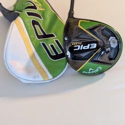 RH MINT CALLAWAY EPIC FLASH STAR ADJUSTABLE DRAW. FADE DRIVER 10.5*  PROJECT X 6.0 S. FLEX GRAPHITE SHAFT W/ GOLF PRIDE GRIP Including Callaway Epic D
