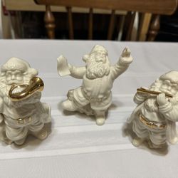 Lenox Set Of 3 Santa Musicians Whimsical Christmas Figures Decor