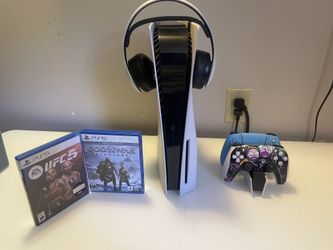PS5 Bundle, 2 Games, 2 Controllers, Headset, Charger, Works Perfectly