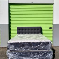 🔥 QUEEN BED SET – MODERN UPHOLSTERED HEADBOARD | $399 🔥