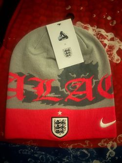 Palace x Nike England Uncuffed Beanie Pewter Grey/Cool Grey/Bright Crimson