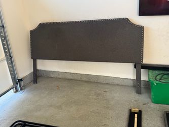 Upholstered bed frame with Nailhead Trim