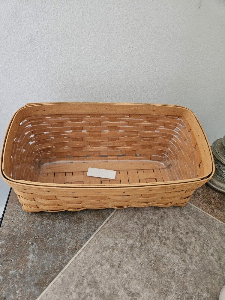 Longaberger Bread Basket 14 1/2" x 7 1/2" x 5" With Plastic Insert BARELY USED