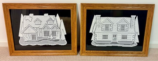 Crochet Pictures with Oak Frames