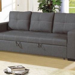 Brand New Blue Grey Polyfiber Convertible Sofa Bed Couch