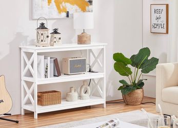 White X-Frame 3-Tier Console Bookshelf