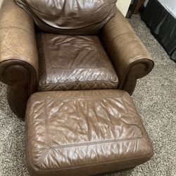 LA-Z-BOY  💯 Leather Chair and Ottoman 