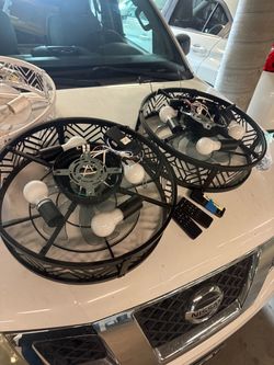 Black Ceiling Fan Light Fixtures with Remote – Set of 2 black and 1 white