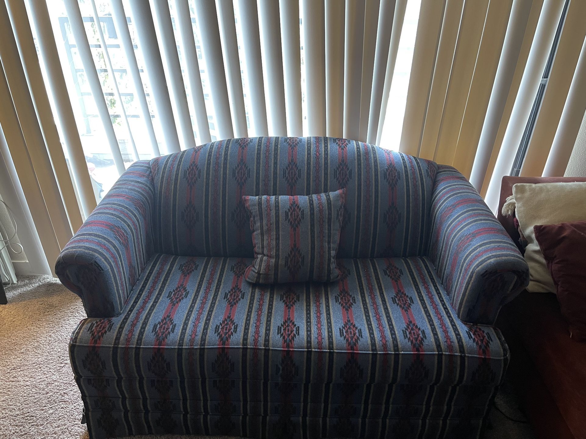 Vintage Aztec-Patterned Loveseat
