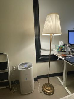 Brass Floor Lamp with Pleated Shade
