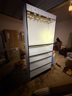 Commercial Display Shelf / Pegboard Retail Unit - Heavy Duty Store Fixture  Retail Display Shelving Unit with Pegboard & Hooks (Store / Garage) Descri