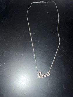 14 k white gold ‘Love’ necklace genuine diamonds