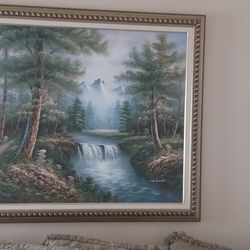 Large Framed Landscape Painting 