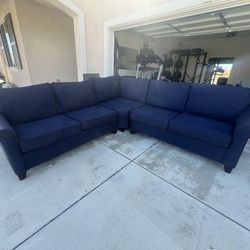 Sectional Sofa Couch Pottery Barn Blue 105X105