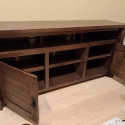 Rustic Solid Wood TV Stand / Entertainment Center – Dark Brown