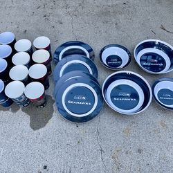 Seattle Seahawks Fan Set – Cups, Plates, Bowls 🏈 Perfect for Game Day!