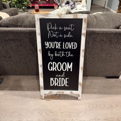 Wedding Ceremony Sign – “Pick a Seat, Not a Side” – Rustic Wood Frame