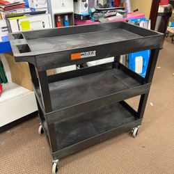 Luxor Rolling 3-Shelf Utility Cart, HDPE Black