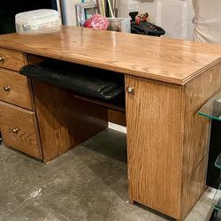 Solid Wood Desk With Keyboard Tray