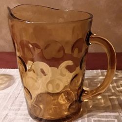 Vintage Amber Glass Pitcher 