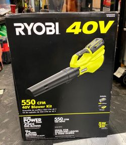 NEW RYOBI 40V Cordless Leaf Blower 550 CFM 120 MPH 4Ah Battery & Charger RY40LB01K