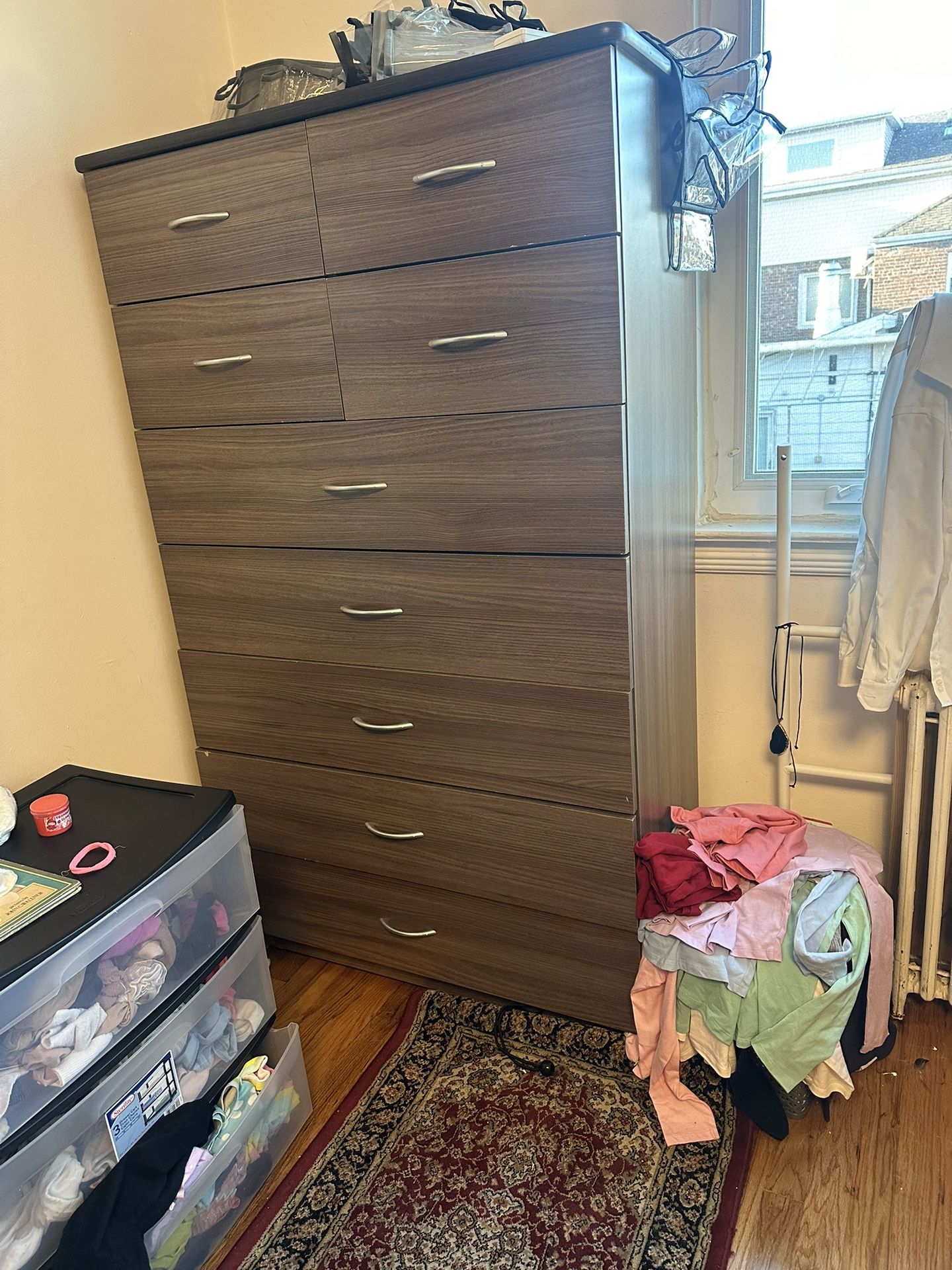 Tall Wood Dresser Wardrobe Closet 9 Drawers