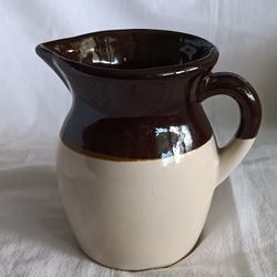 Vintage Stoneware Two Tone Pitcher 5" Tall