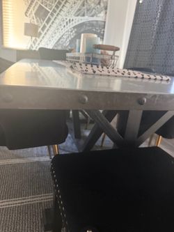 Industrial Metal Dining Table with X-Base