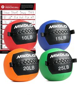 Mikolo Medicine Ball, Wall Ball,Soft Medicine Ball Set,Slam Ball for Core Training, Strength Workouts -Multi-Weight 10lbs 20lbs Exercise Balls for Hom