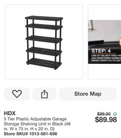 HDX 5-Tier Black Plastic Garage Shelving Unit