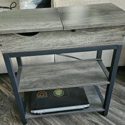 Gray End Table With Outlets! Great Condition! 