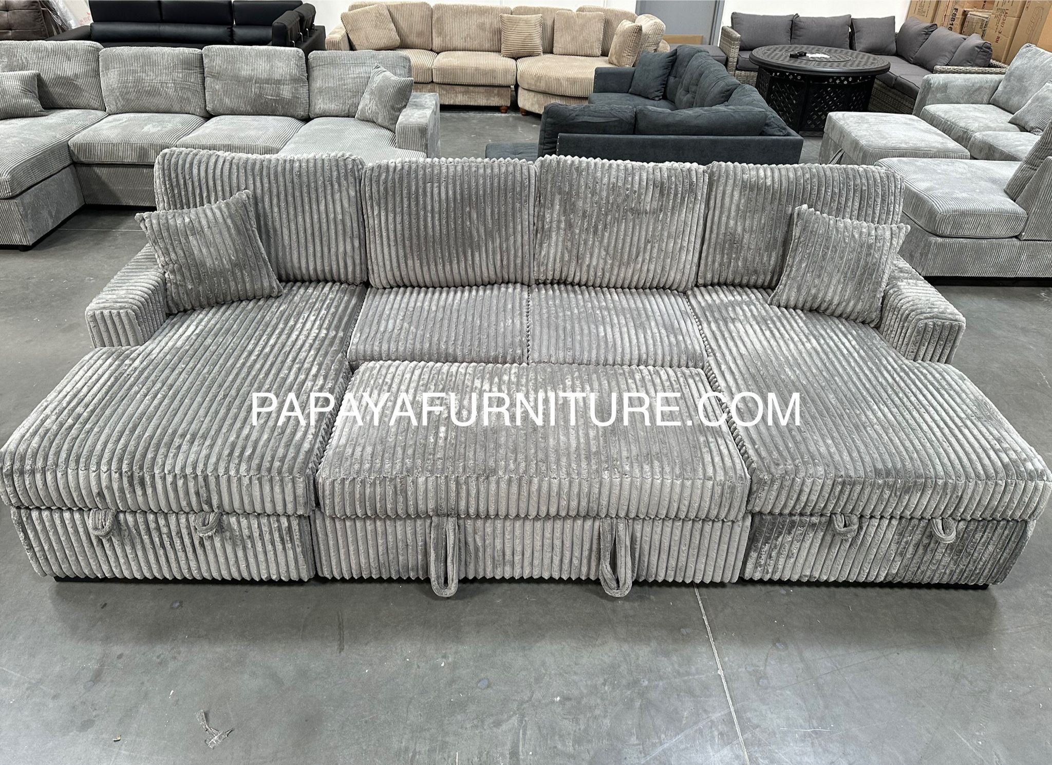 120” Ultra Large Sectional Sofa Bed, Double Chaise Sectional, Super Comfort Corduroy Couch, Sectional, Sofa, Couch, U-Shaped Couch, Sleeper 