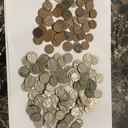 old 5 cent and 1 cent coins