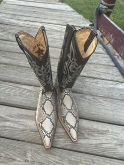 Natural Python Snakeskin J-Toe Cowboy Boots