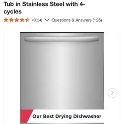NEW STILL IN BOX FRIGIDAIRE DISHWASHER STAINLESS STEEL