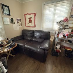 Dark Leather Couch Recliner 