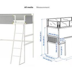 IKEA VITVAL Loft Bed With Desk