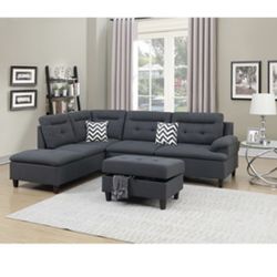 Gorgeous 3 Piece Sectional and Ottoman with Storage