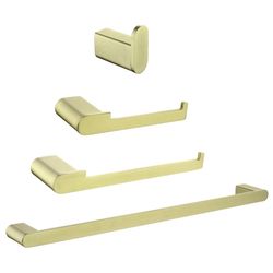 4-Piece Brass Brushed Gold Bathroom Hardware Set Towel Bar Towel Ring Toilet Paper Holder Robe Hook Tower Holder,Wall Mounted