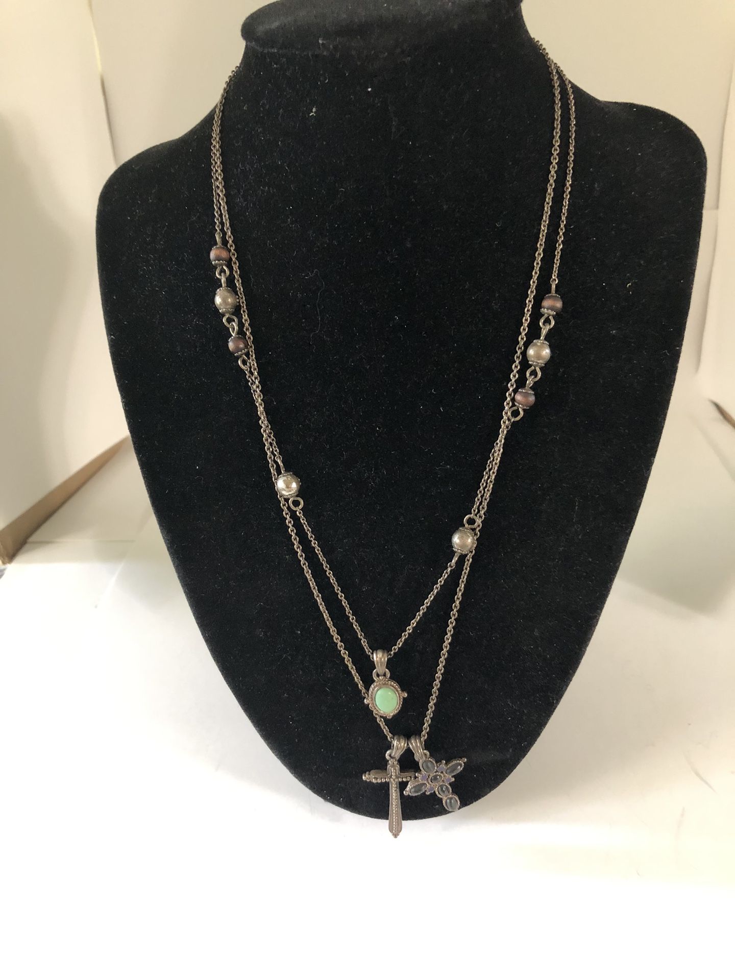 Lucky Brand Multi-Layered Boho Crosses & Charms Necklace