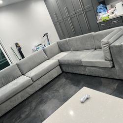 Brand New Never Used Grey Velvet Sectional