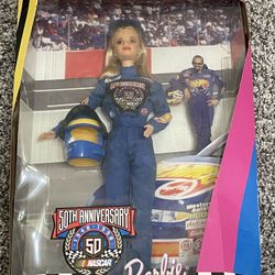 NASCAR 50th Anniversary Barbie-New in Box- Please see pics for box damage