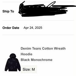 Denim Tear Cotton Wreath Hoodie Black MonoChrome 