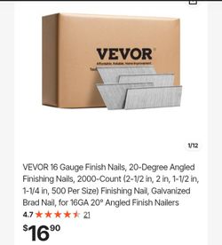 VEVOR 16 Gauge Angled Finish Nails 2000-Count