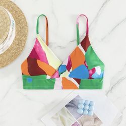 🆕 Women’s Color Block Twist Front Push Up Bikini Top NWOT Size Medium 