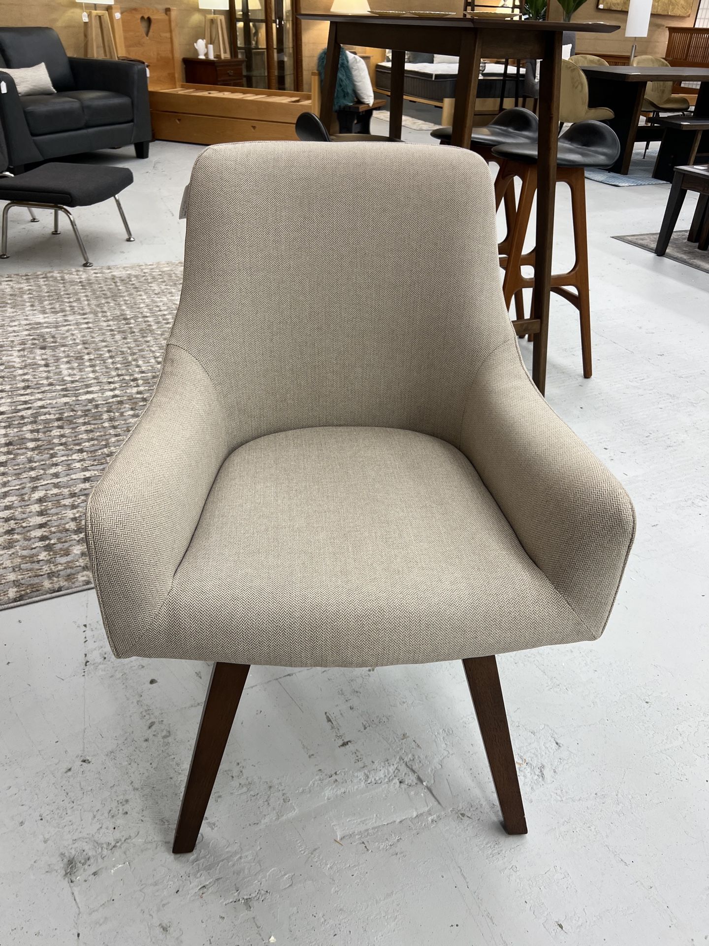 Beige Fabric Swivel Accent Chair